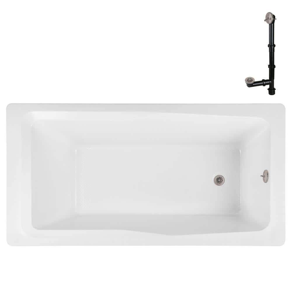 Streamline Bath 60'' x 32'' Acrylic Soaking Drop-In Bathtub, Drain Included N-4400-757-BNK