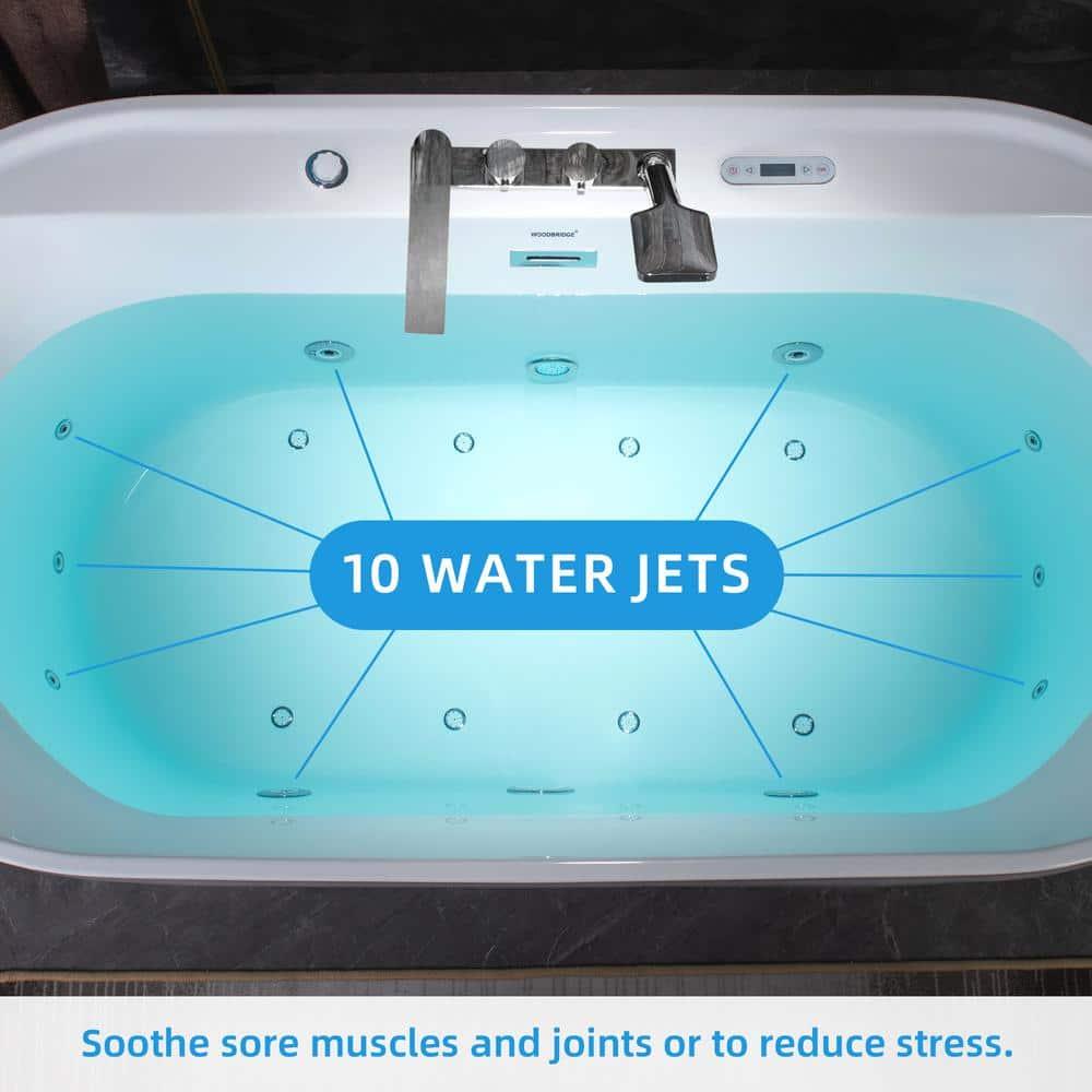 72" x 35.4" Whirlpool and Air Bath Heated Soaking Combination Tub with Tub Filler