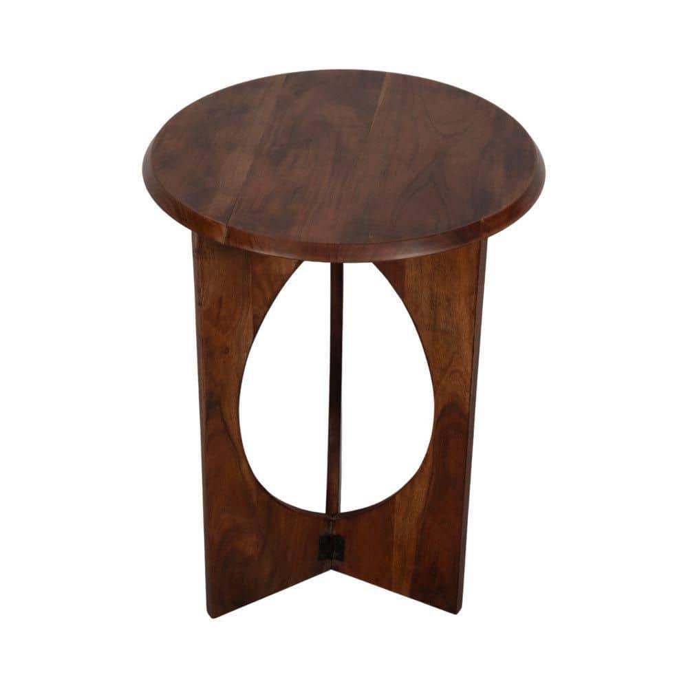 24"H Natural Acacia Wood Simple Pedestal Side Table with Minimalist Design and Ample Display Space for Living Room or Bedroom Decor