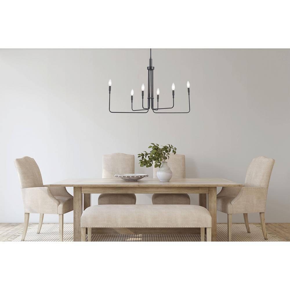 Charlotte 6-Light Black Candle Chandelier Light Fixture