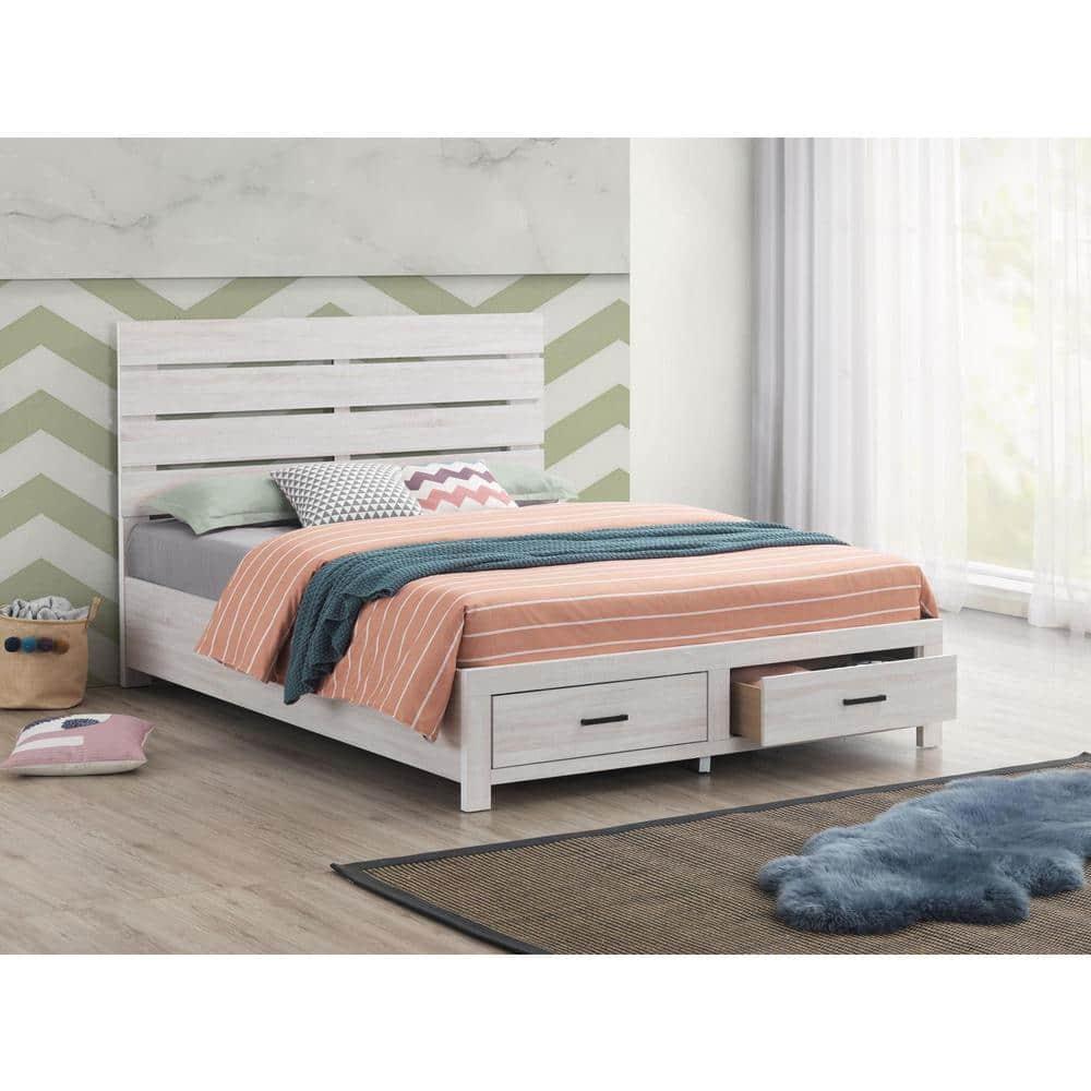 Coaster Brantford Farmhouse Wood Eastern King Storage Bed Coastal White