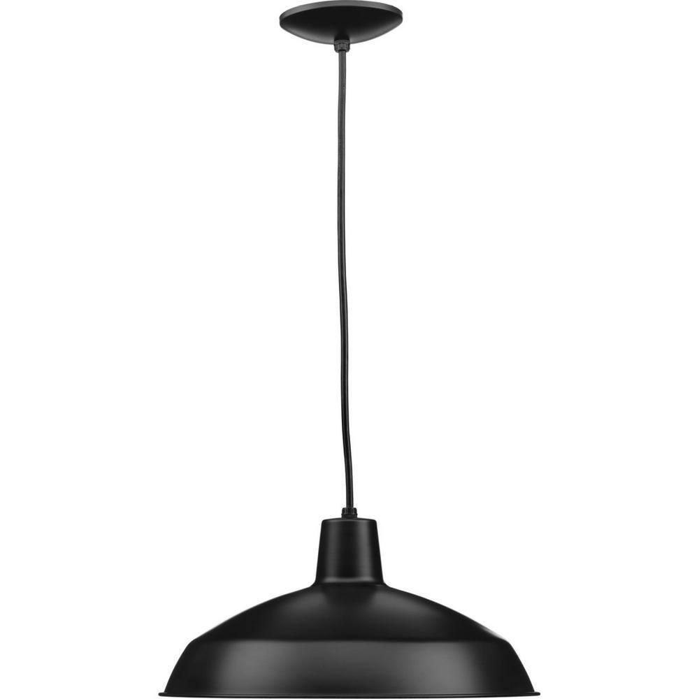 Progress Lighting, Sanabria, 1-Light, Pendant, Matte Black, Spun Metal Shade
