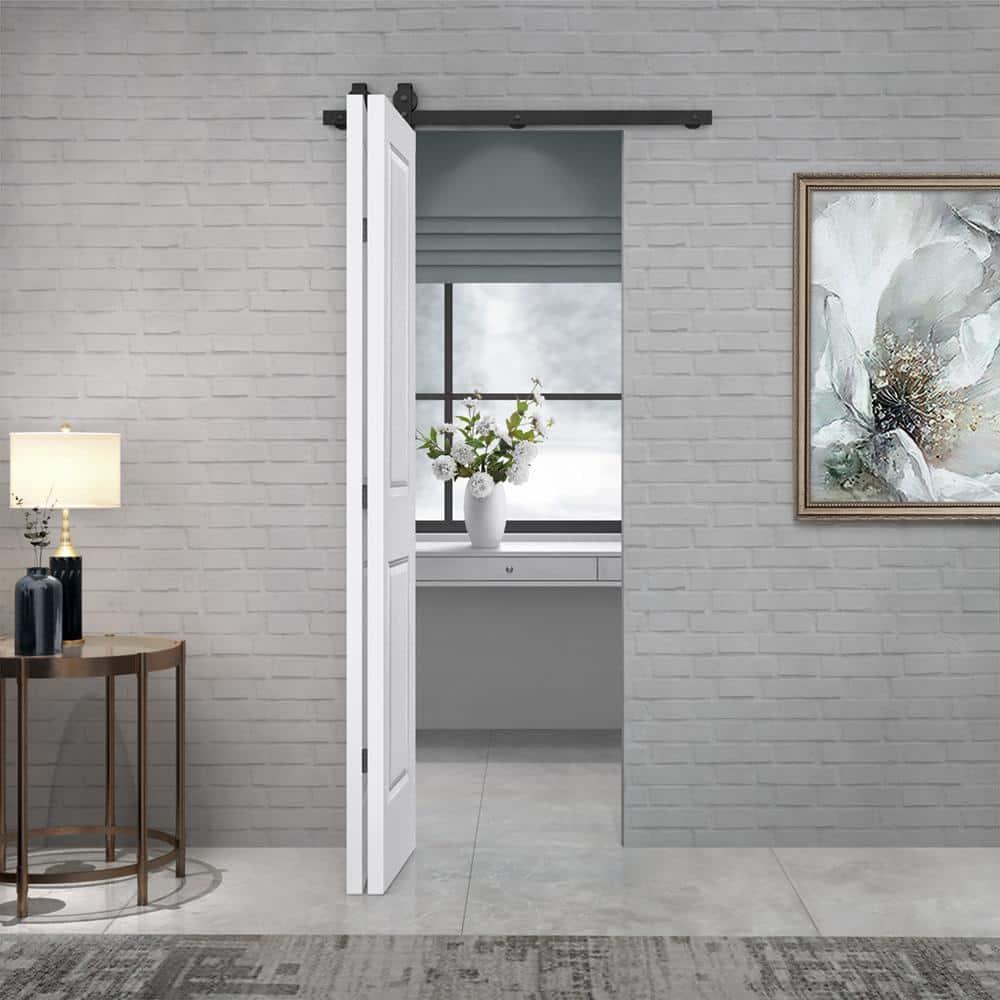 Calhome Paneled MDF Composite Bifold Barn Door with Installation Hardware Kit