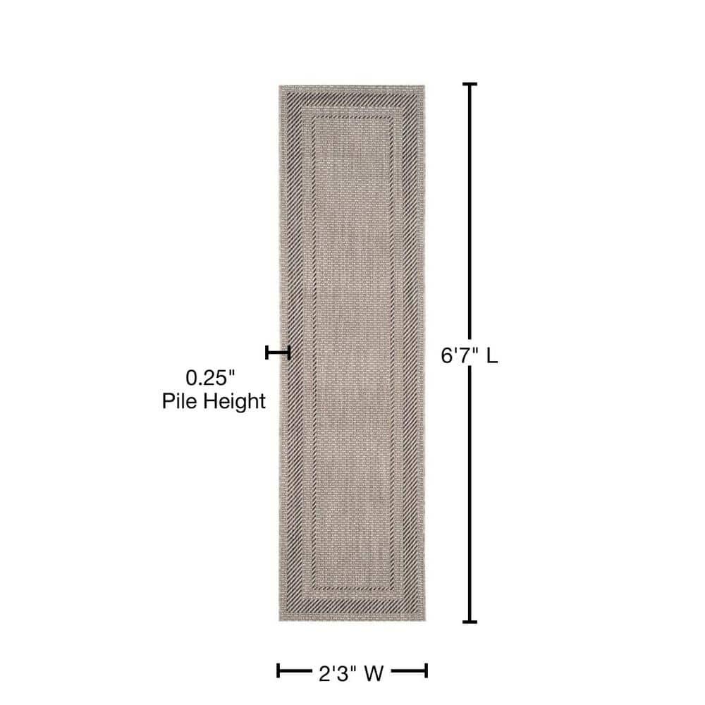SAFAVIEH Courtyard Collection 2'3" x 6'7" Beige/Black CY8477 Indoor/ Outdoor Waterproof Easy Cleaning Patio Backyard Mudroom Runner Rug