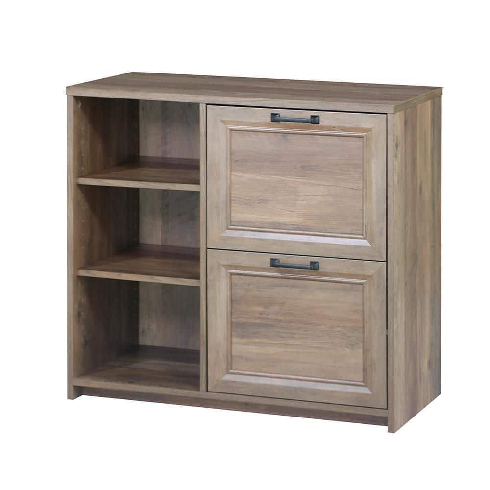Saint Birch Alaska 2-Drawer File Cabinet with 3 Shelves, Rustic Oak