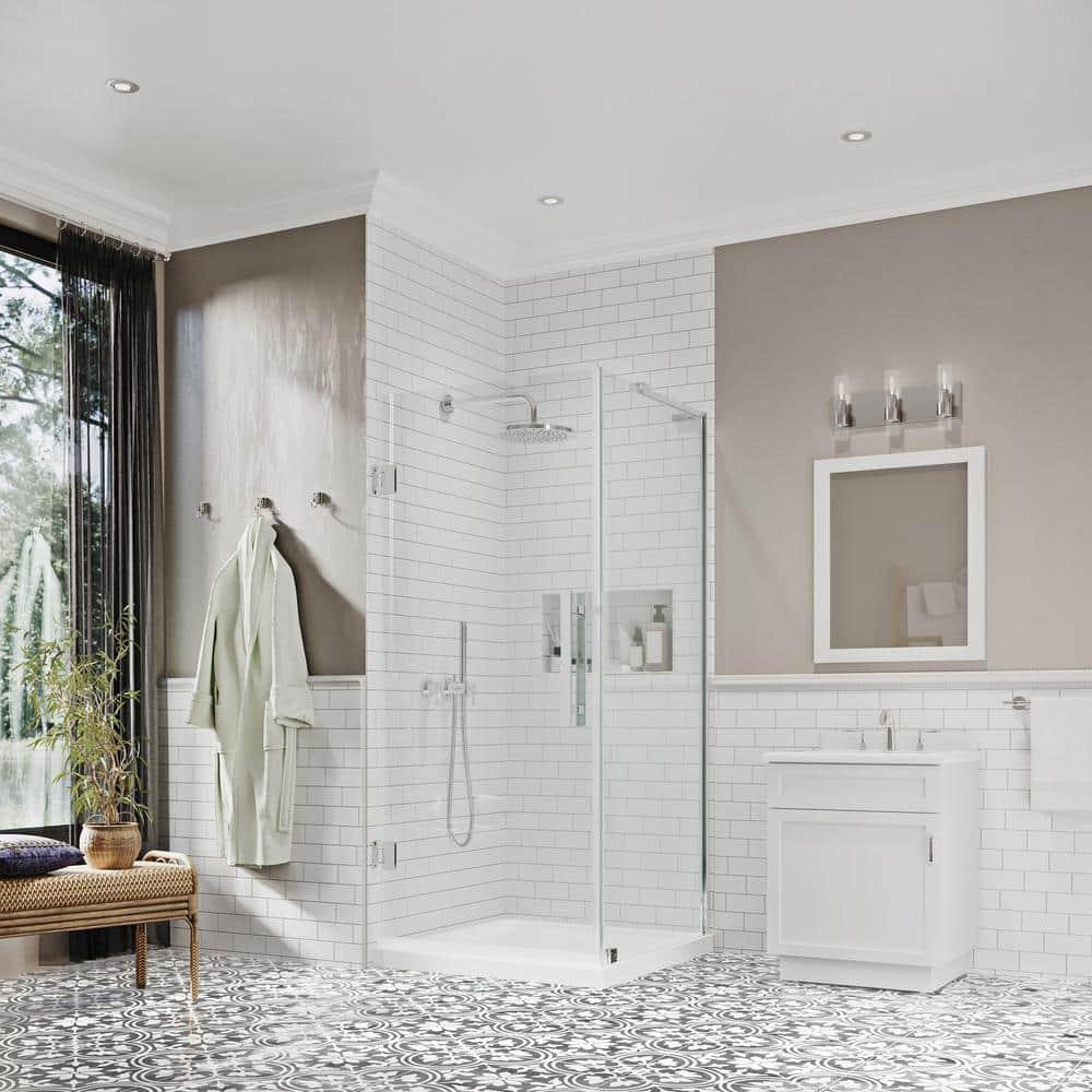 Endless Tampa-Pro 32" W x 72" H Corner Frameless Shower Kit, Door, Panel, Base
