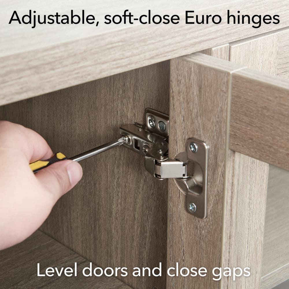 Evelyn&Zoe MDF 28" Wide Accent Cabinet Adjustable Center Shelf Two Swing-Out Doors, Gray Oak