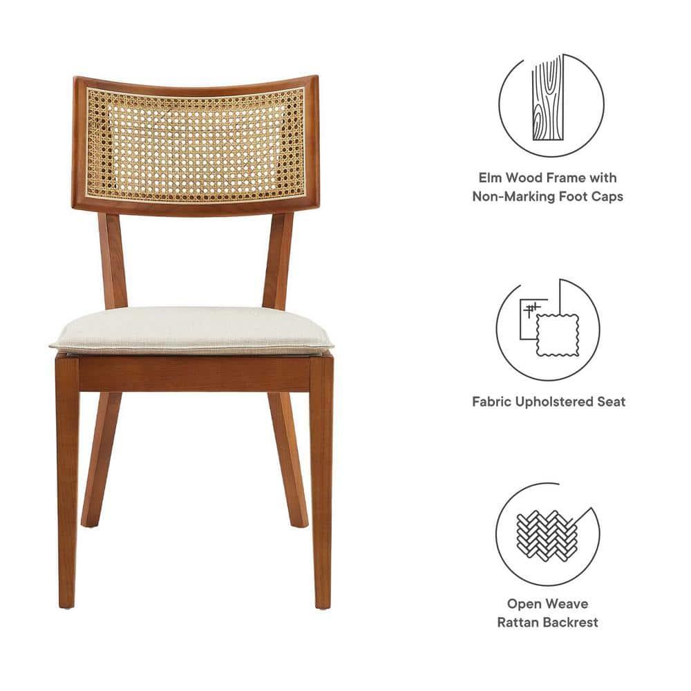 Modway Caledonia Fabric Upholstered Wood Dining Chair Set of 2