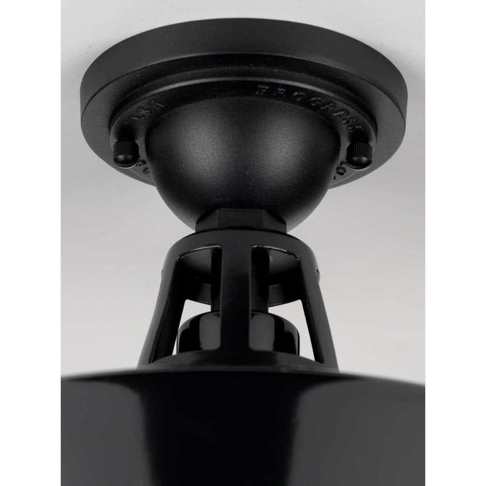 Progress Lighting Cedar Springs 1-Light Ceiling Light, Black, White Shade