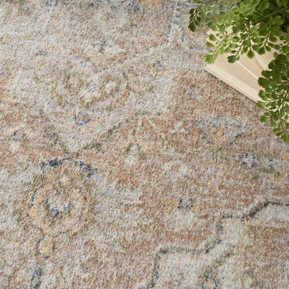 Nourison Astra Machine Washable Vintage Medallion Indoor Rug Beige 4' x 6'