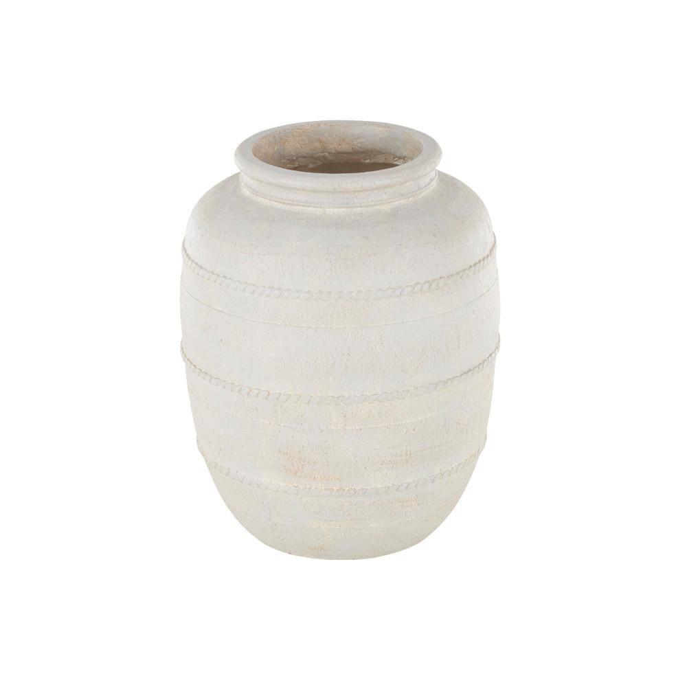 Tucson Magnesium Oxide Distressed Decorative Vase with Raised Braided Accents