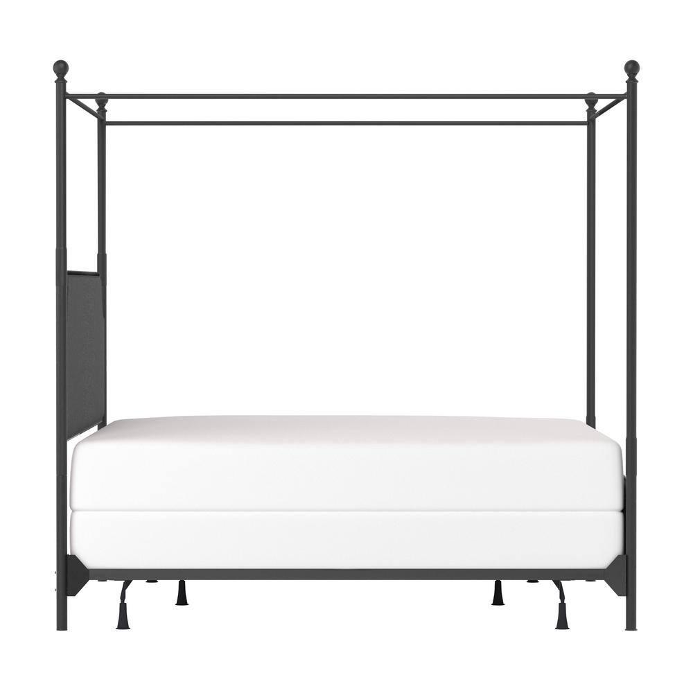 Hillsdale Furniture McArthur Metal Upholstered Canopy King Bed, Black Matte with Gray