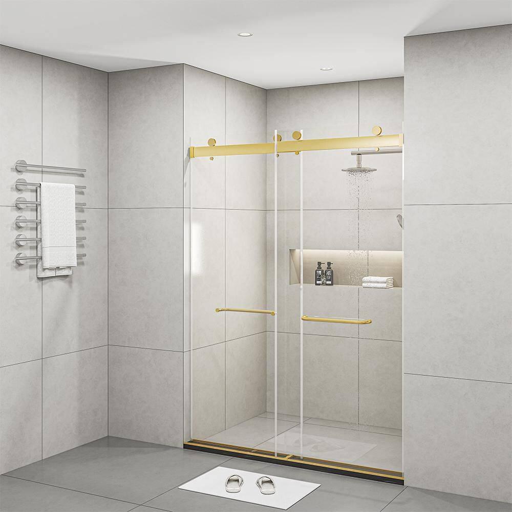 Dimorphos Frameless Sliding Glass Shower Doors with 3/8"(10mm) Clear Tempered Glass 11DD701957Q