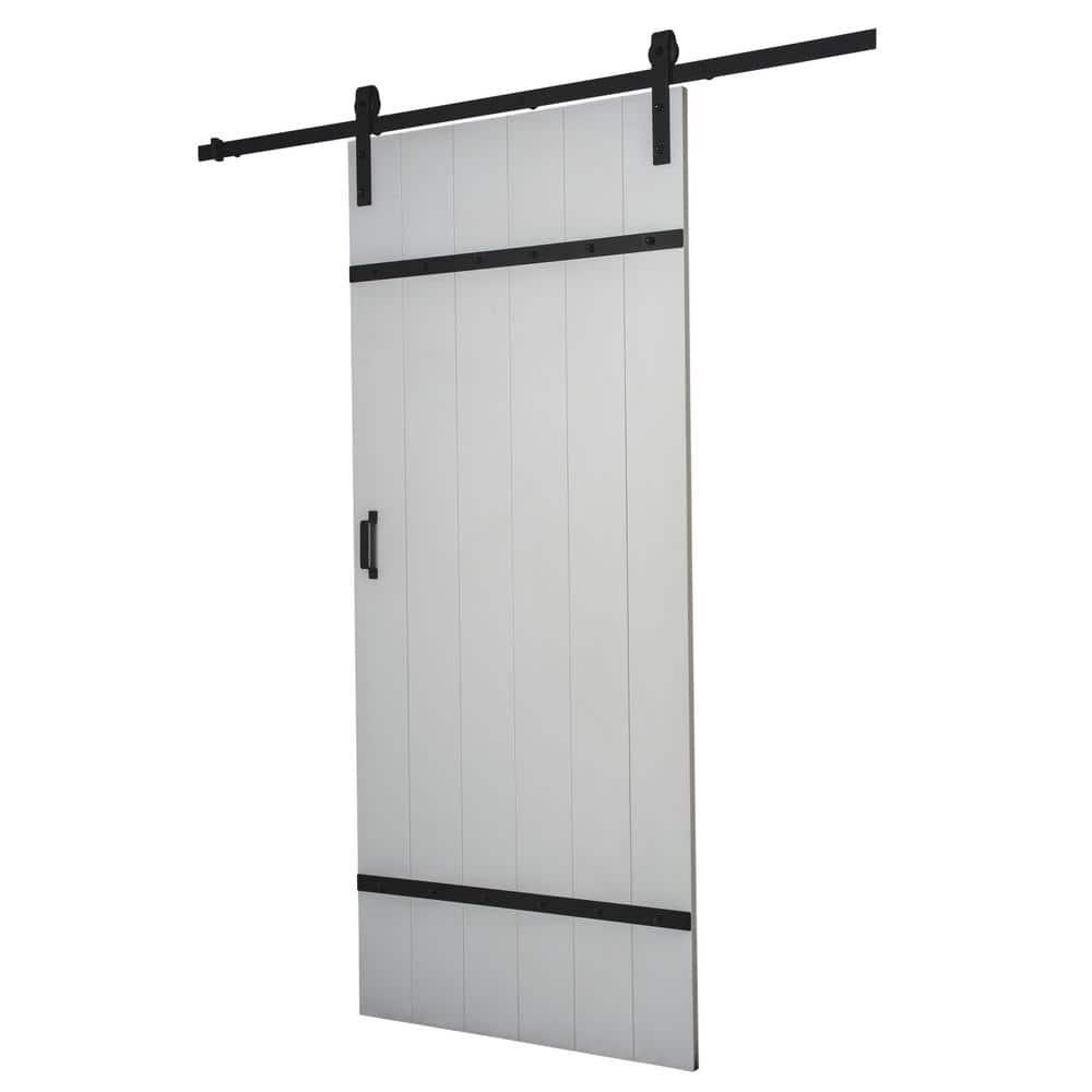 Renin 36'' x 84'' Semi-Solid Paneled Low-Gloss with Installation Hardware Kit Barn Door