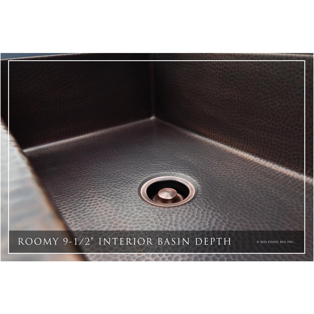 FSW1106 LUXURY 30-INCH HEAVY 12-GAUGE DARK PATINA COPPER FARMHOUSE SINK, INCLUDES ACCS, FLAT FRONT