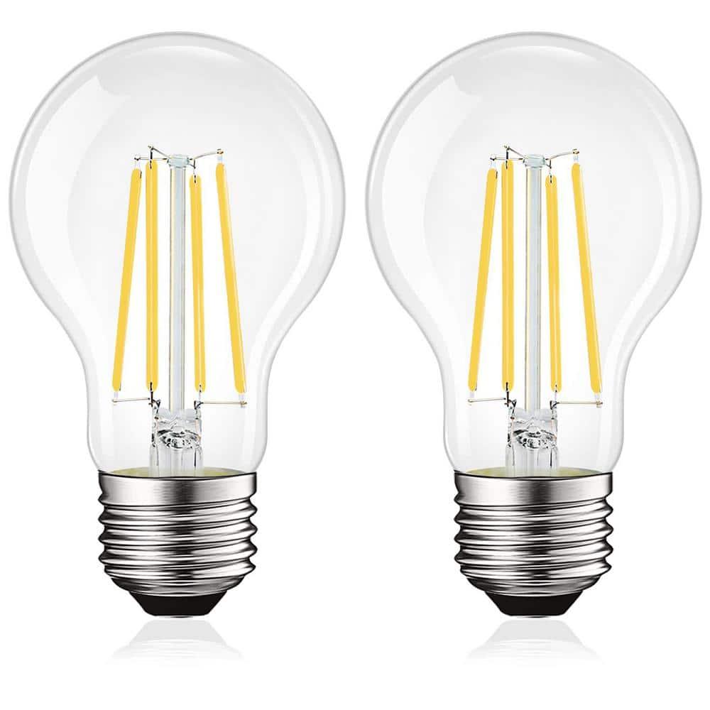 Luxrite Vintage A19 LED Light Bulb 100 Watt Equivalent 1600 Lumens 5000K Bright White Dimmable 12W Damp Rated UL E26 Base 2 Pack