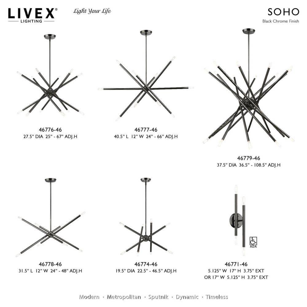 Livex Lighting Soho 8 - Light Chandelier in  Black Chrome