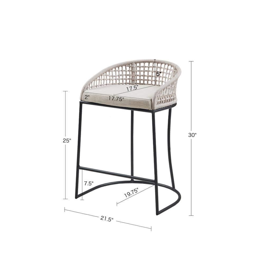 25" Rosita Woven Counter Height Barstool Natural - Madison Park: Chic Coastal, Metal Base