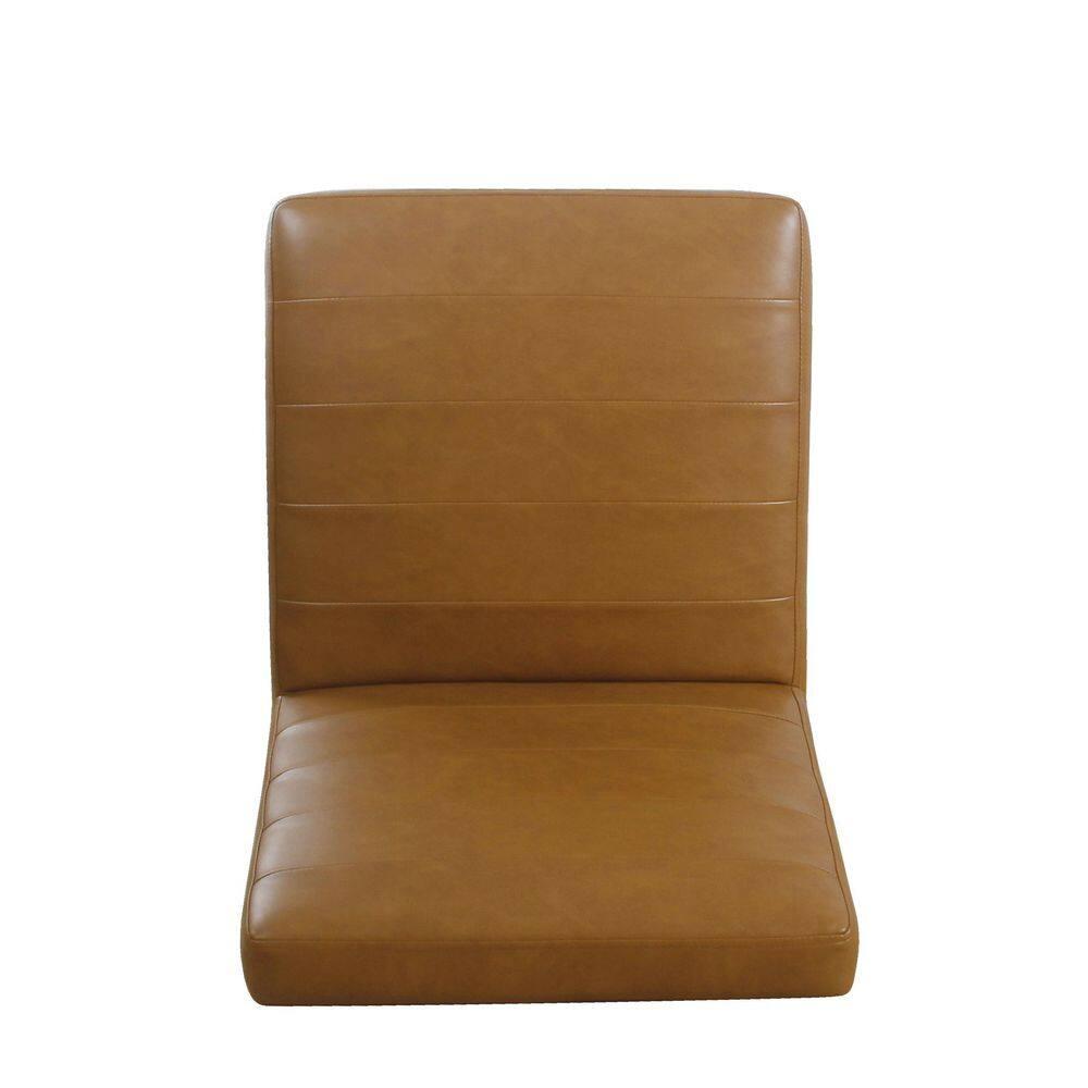 Channeled Metal Dining Chair Carmel Faux Leather - HomePop: Modern Upholstered, Spot Clean, 250lb Capacity