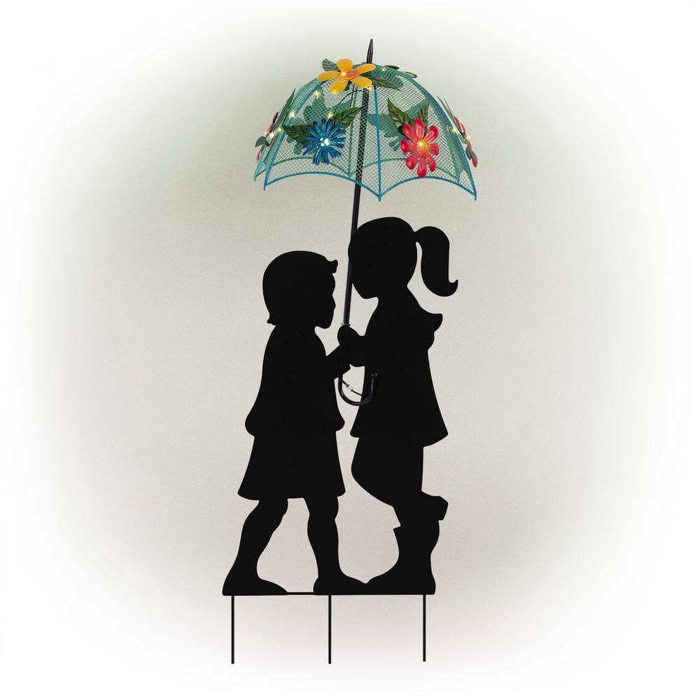 Winston Porter Gertrude Solar Girl and Boy Silhouette Garden Stake & Reviews | Wayfair