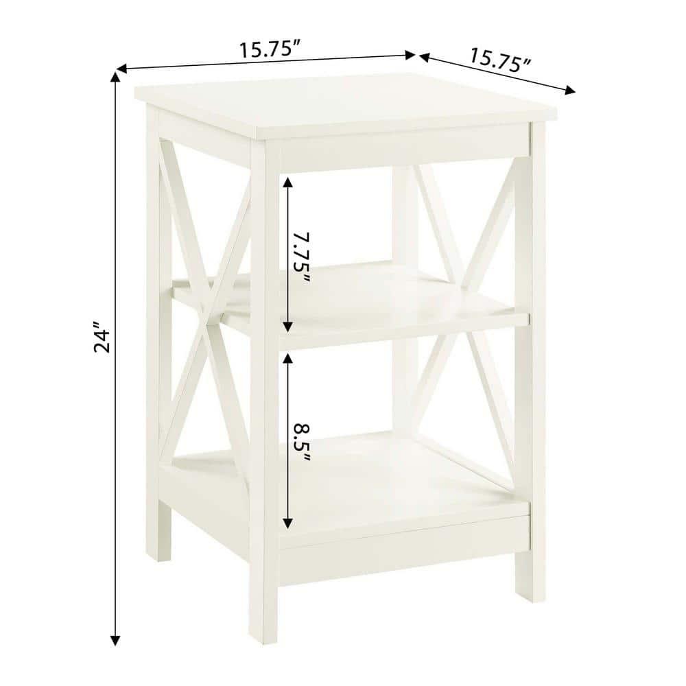 Convenience Concepts Oxford End Table with Shelves, Ivory