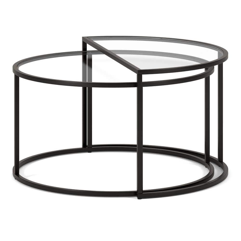 Evelyn&Zoe Luna Round & Demilune Nested Coffee Table, Blackened Bronze