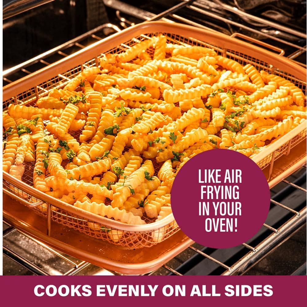 Gotham Steel Large Nonstick Air Fryer Tray for Oven with Recipe Book - 13.4" x 11.4"