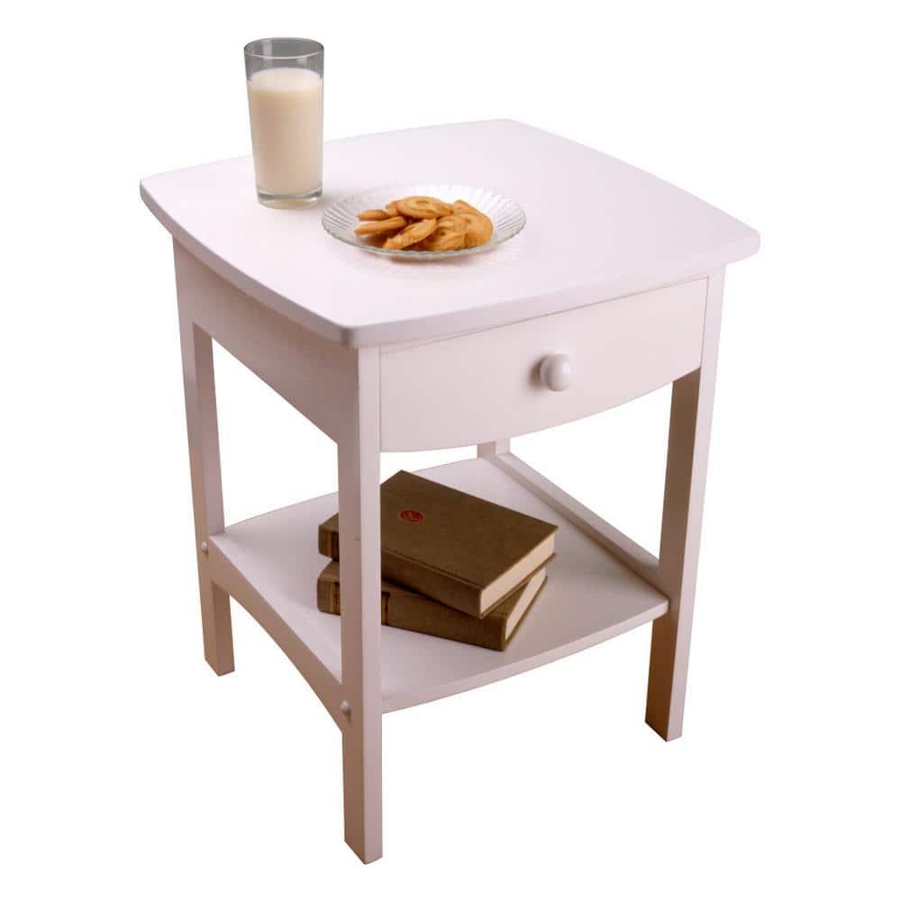 Claire Accent Table White - Winsome: Wood Composite Nightstand with Drawer & Shelf, Spot Clean