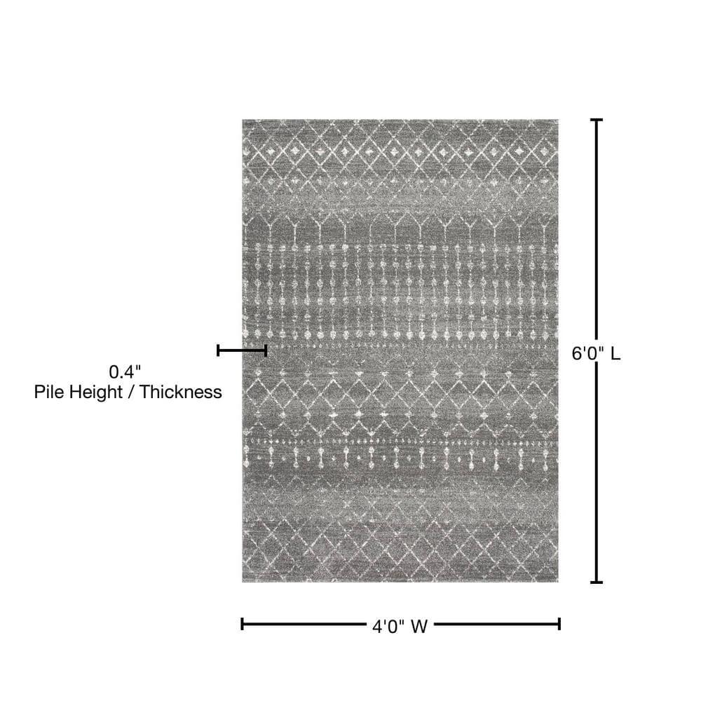 Union Rustic Amanuel Moroccan Geometric Area Rug in Dark Gray