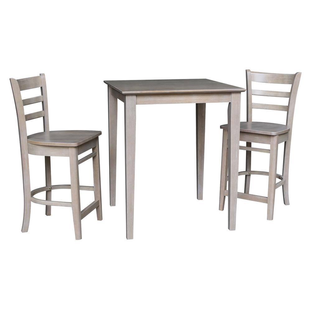 International Concepts 30 inches x 30 inches Counter Height Table with 2 Emily Counter Height Stools - 3 Piece Set
