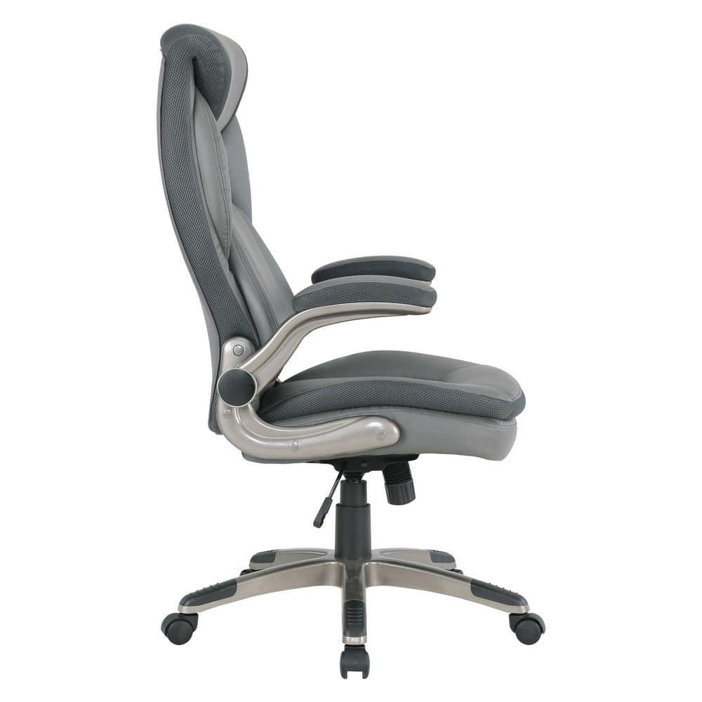 Executive Charcoal Bonded Leather Chair with Titanium Coated Nylon Base