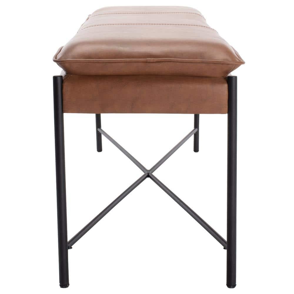 Kara Cushioned X Bench - Brown/Black - Safavieh