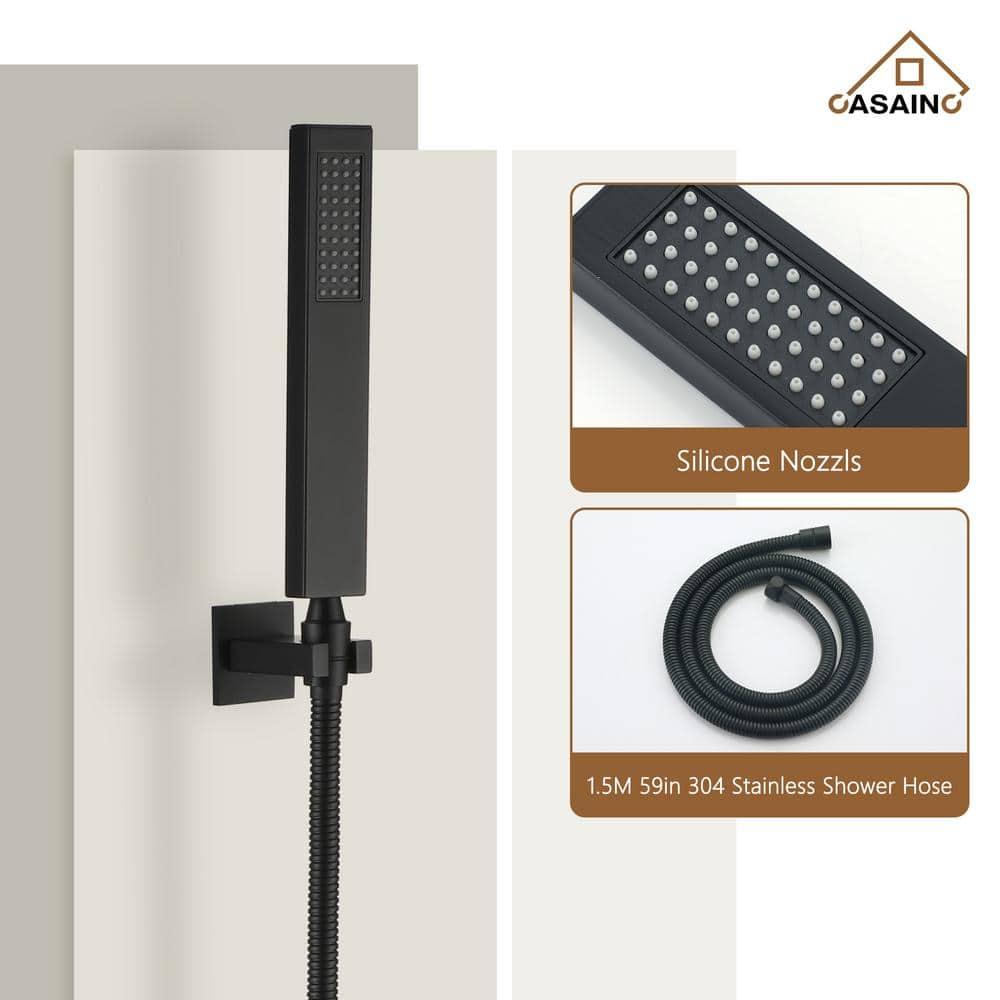 3-Function Luxury Ceiling Mount 12 Inch LED Thermostatic Shower System with 6 Body Jets