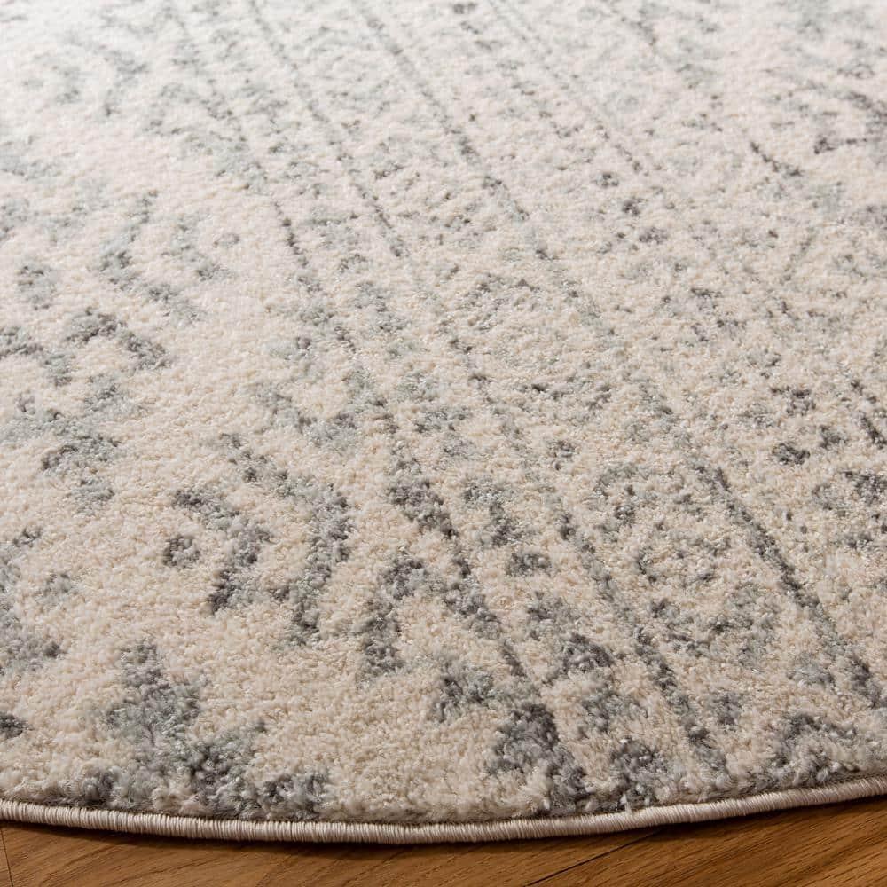 Tulum TUL272 Power Loomed Area Rug - Ivory/Grey - 3' round - Safavieh.