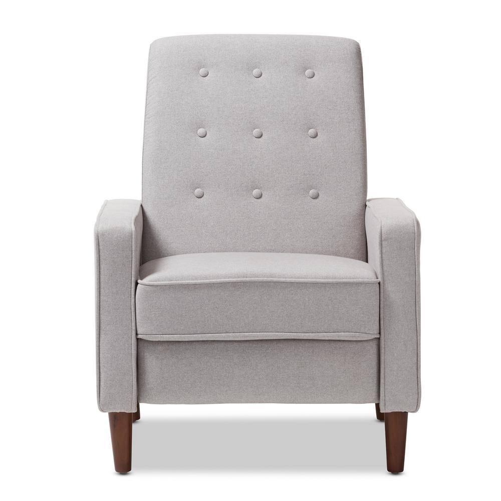 Mathias Mid Century Modern Fabric Upholstered Lounge Chair Light Gray - Baxton Studio: Recliner, Home Office Furniture