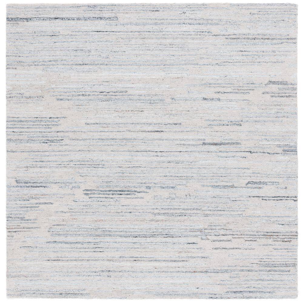 SAFAVIEH Abstract Rordan Striped Geometric Area Rug, Beige/Blue, 6' x 6' Square