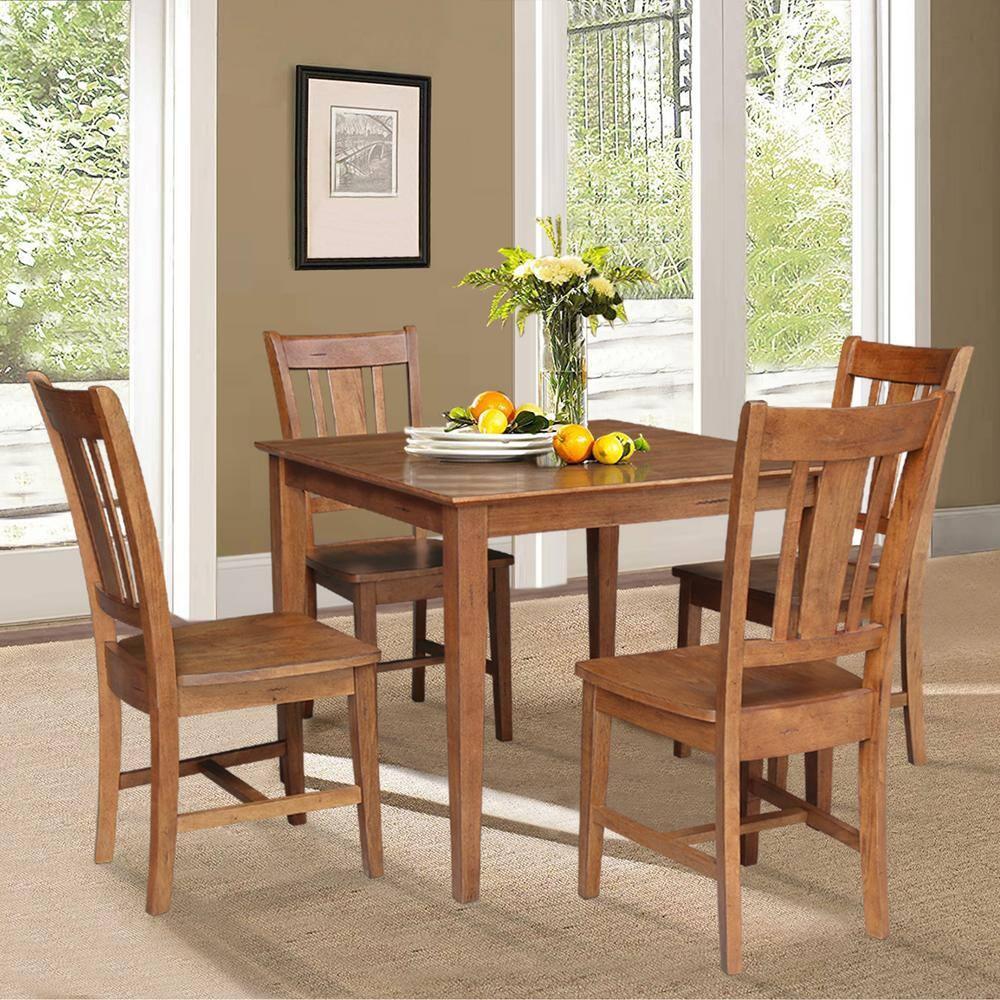 36"x36" Solid Wood Dining Table with Shaker Styled Legs Distressed Oak - International Concepts: Rubberwood, 4-Seater, Traditional Style