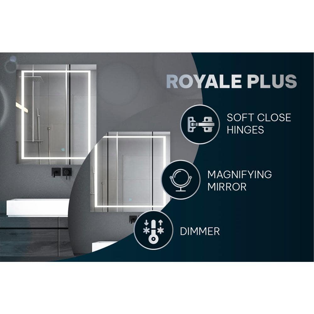 Royale Plus 40 in. W x 30 in. H Clear Recessed/Surface Mount Medicine Cabinet with Mirror, Tri-View Doors, LED, Defogger