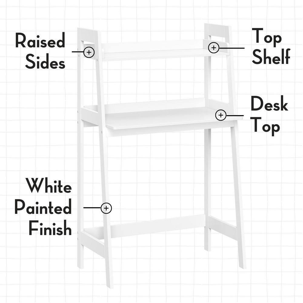 RiverRidge Home Riverridge Kids Art Table Desk With Ladder Shelf And Open Storage Shelf For Playroom - White