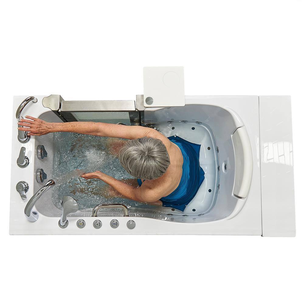 Ella Walk In Baths 931185P Royal 32"x52" Acrylic Air and Hydro Massage Walk-In Bathtub, 5 Piece Fast Fill Faucet, 2" Dual Drain