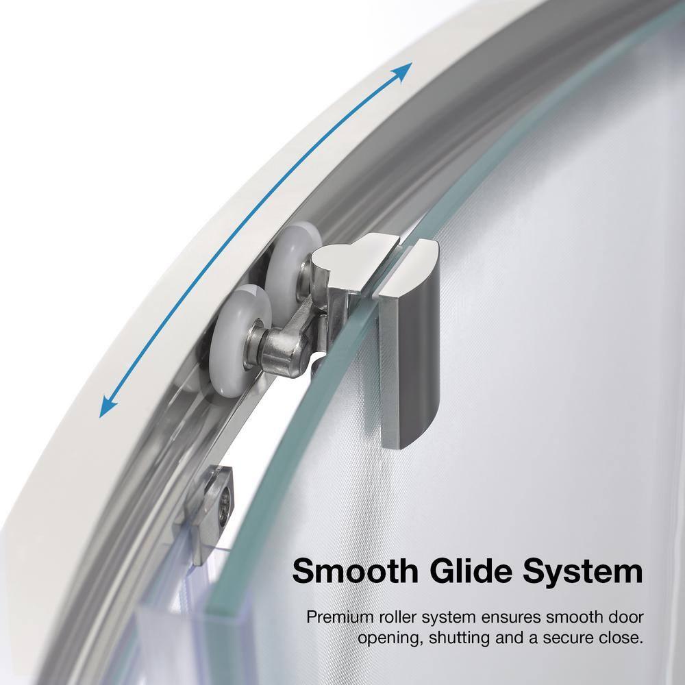 Ove Decors 15SKA-BREF34-SATAC OVE Decors Breeze 35 in. Round Shower Kit w/ Frosted, Base, Wall