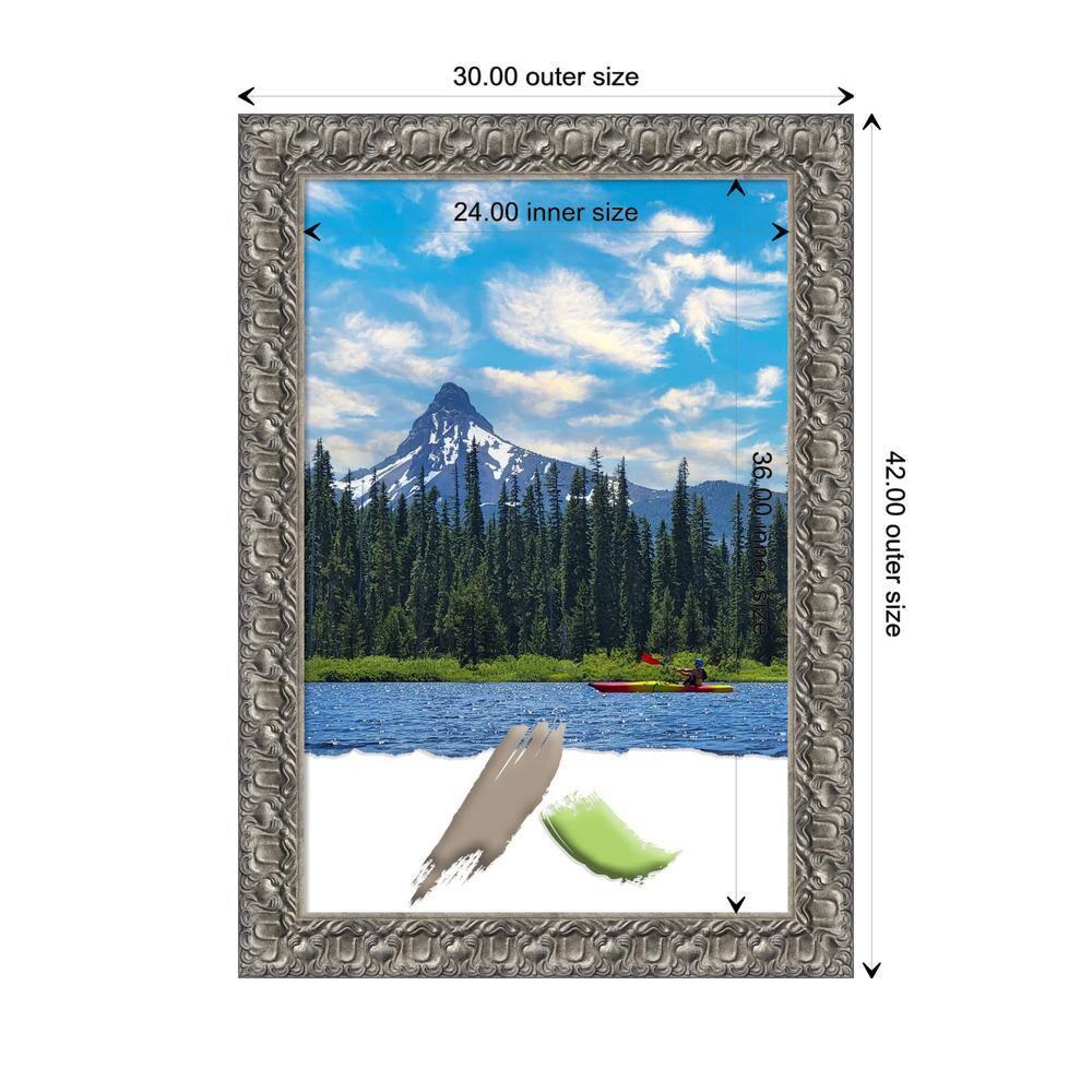 Amanti Art Silver Luxor Wood Picture Frame Opening Size 24x36 in.