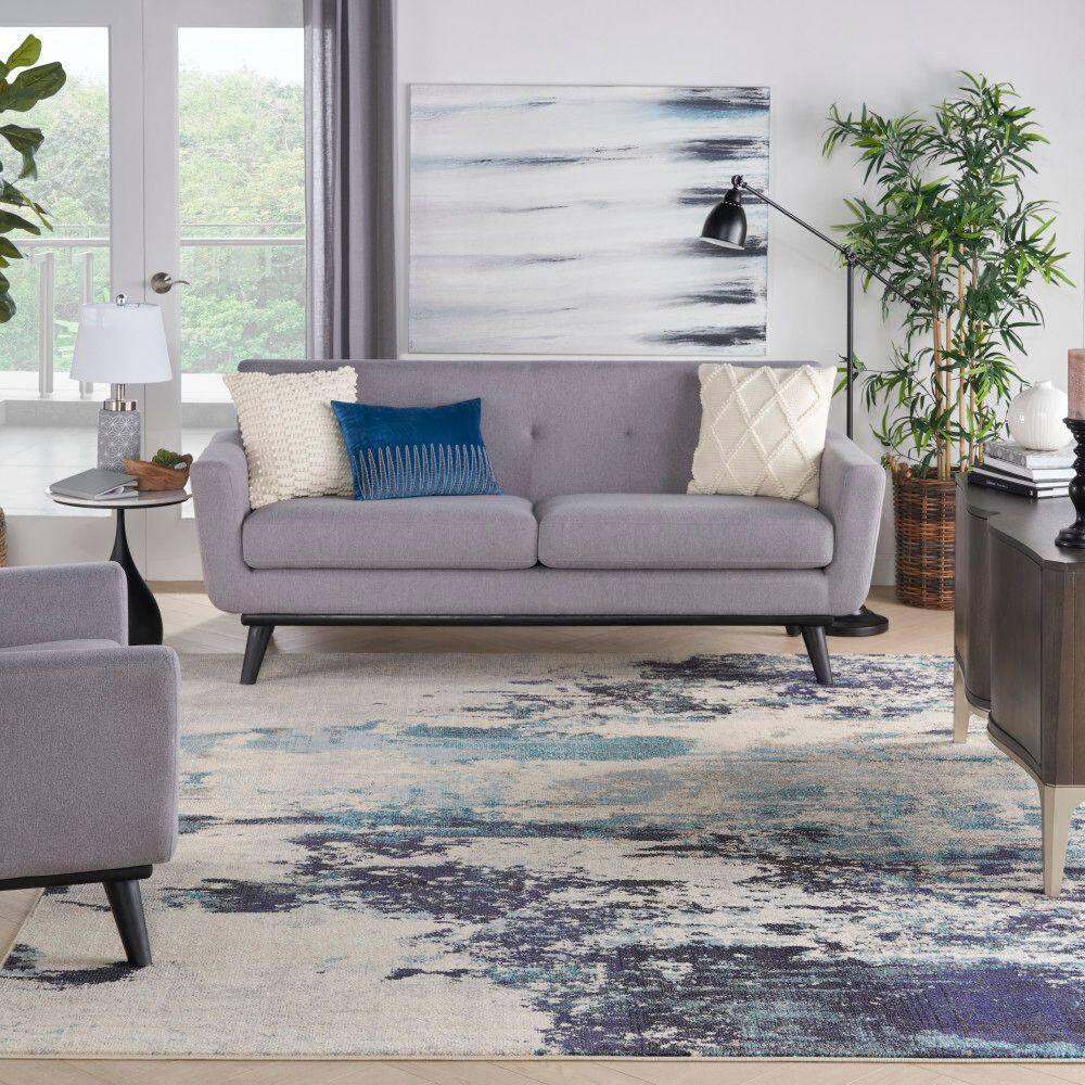 Nourison Celestial CES02 Ivory/Teal Blue Area Rug 7'10" x 10'6"