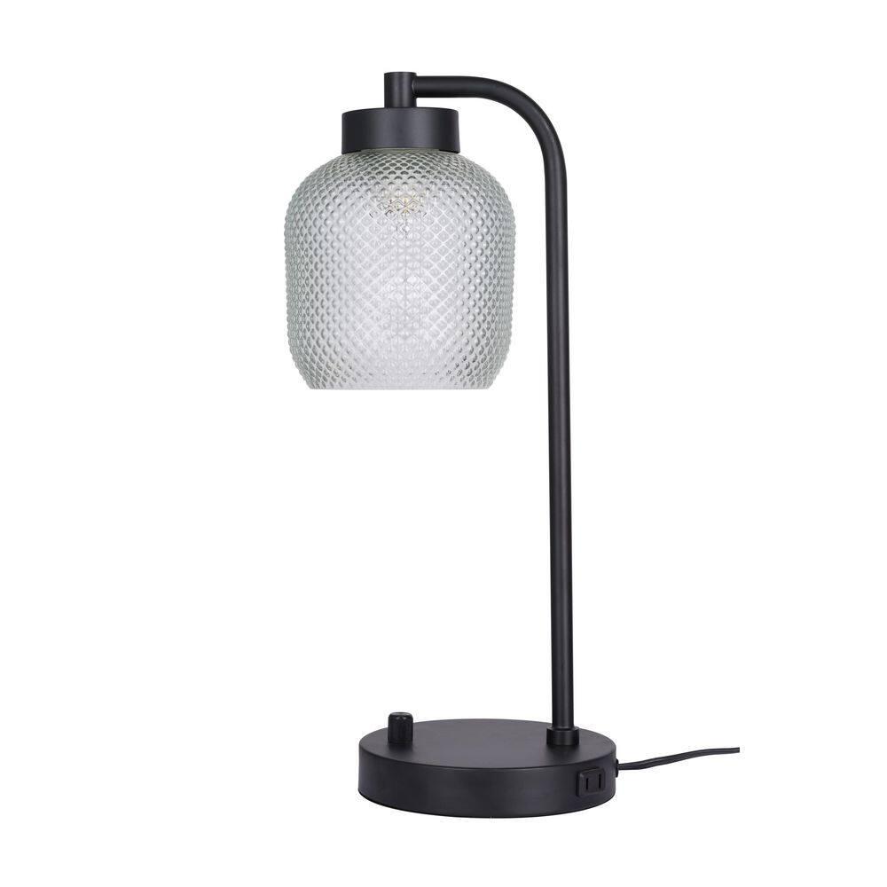 Kenroy Home Prismatic Glass Downbridge Black Desk and Task Lamp with Adjustable Arm and Energy-Efficient Lighting for Home Offices, Workspaces, and Study Areas