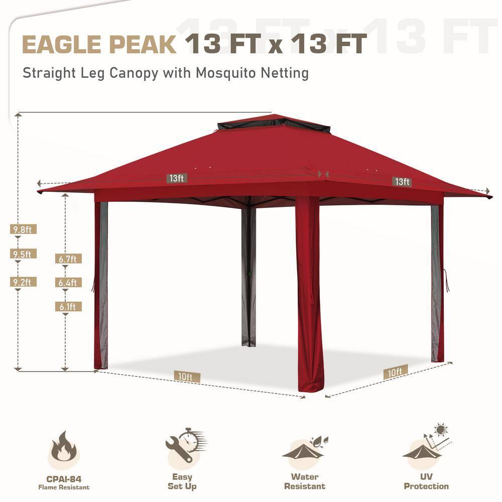 EAGLE PEAK Pop up Patio Gazebo 13 Ft. W x 13 Ft. D Metal Patio