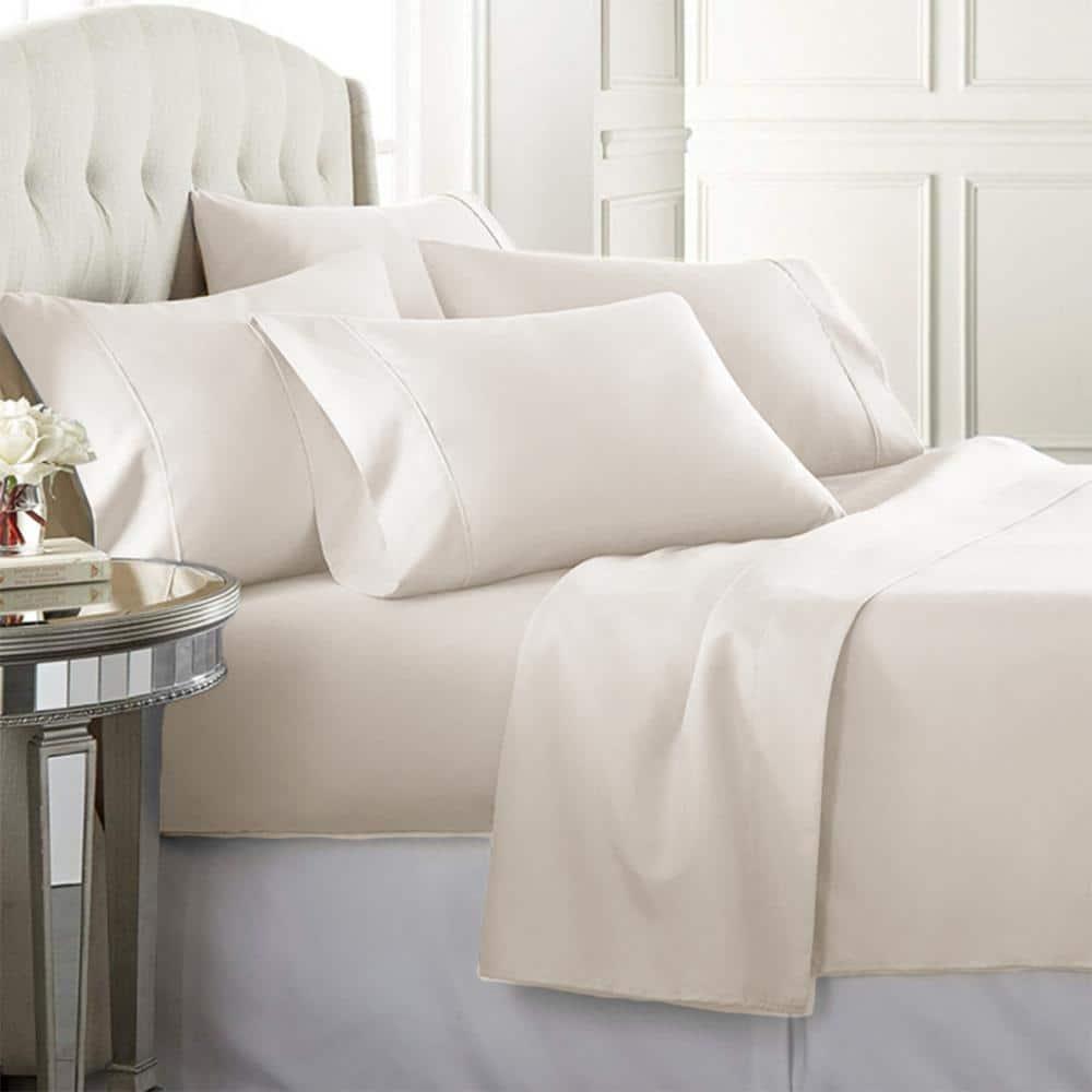 Ivory Full Double Brushed Microfiber 4-Piece Sheet Set
