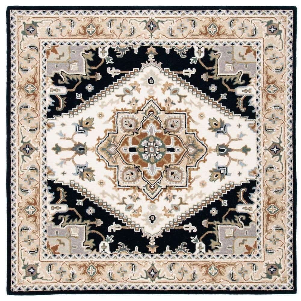 SAFAVIEH Heritage York Oriental Wool Area Rug, Beige/Navy, 8' x 8' Square