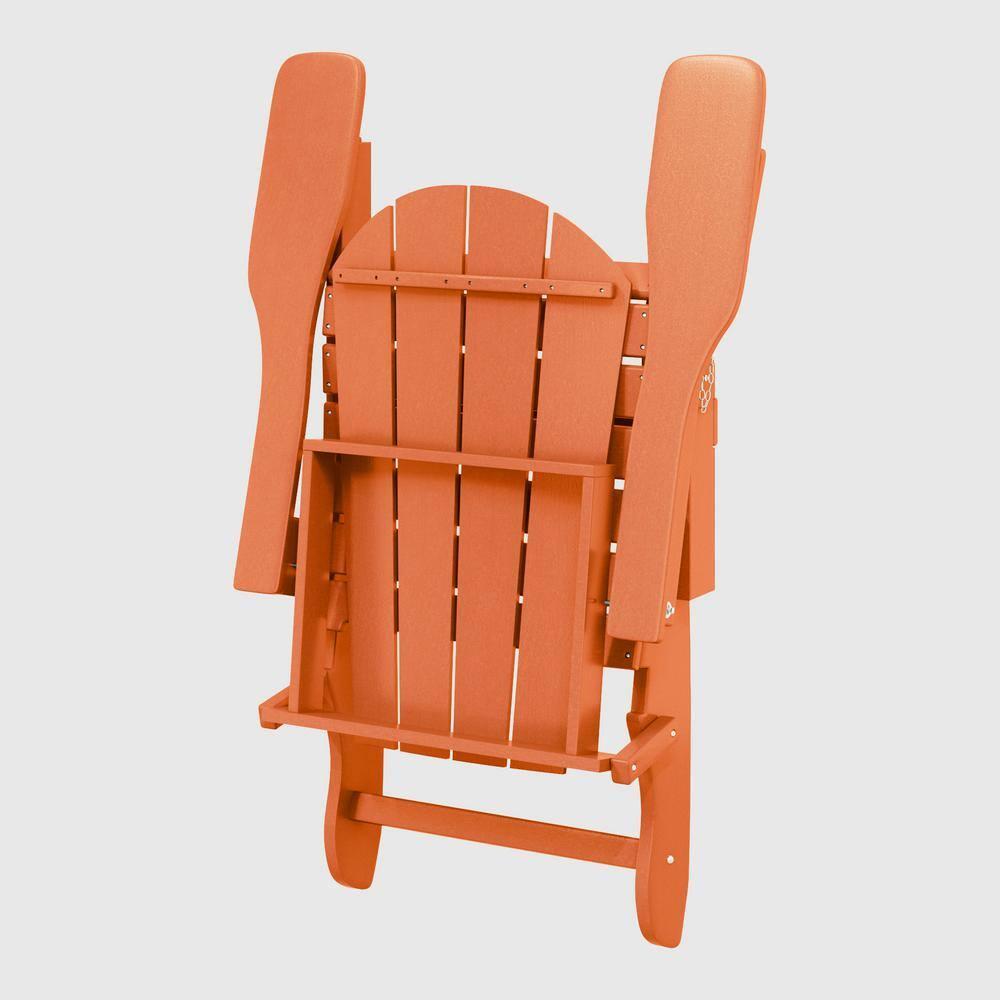 JUSTLET Outdoor Patio Chair, HDPE Folding Adirondack Chair Set of 2, Orange