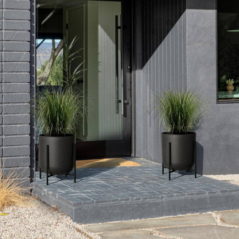 Veradek Mason Series Raised Kona 15" Plastic-Stone Planter with Stand - (Black/1 Pack)