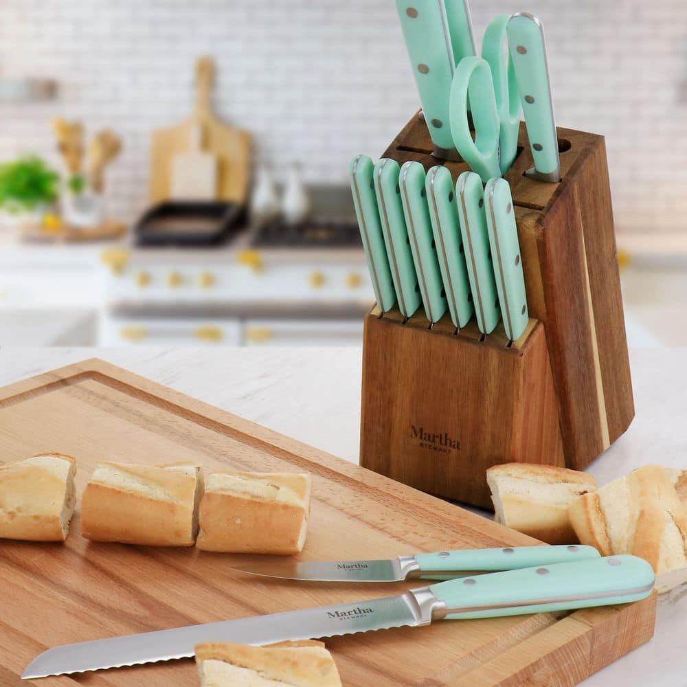 Martha Stewart 14 Piece Stainless Steel Knife Block Set